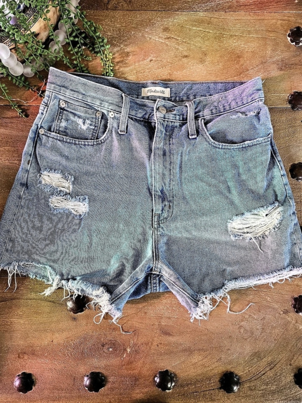 Madewell The Momjean Short Distressed Denim Jean Shorts in Blue